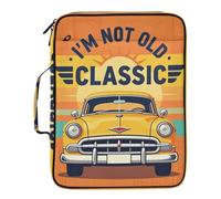 I'm Not Old I'm Classic Funny Car Hanging File Folders Multiple Pockets 1.5-Inch 3-Ringing Office Binder Organizer with Zipper Closure for Office Supplies