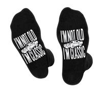I'M NOT OLD I'M CLASSIC Socks for Dad Men - Funny Novelty First Fathers Day Birthday Gifts for Him Step Dad from Daughter Son - Fun Funky Happy Valentines Socks Gift Ideas Christmas Stocking Fillers