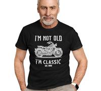 I'm Not Old I'm Classic Tshirt, Motorcycle Lovers Tee, Dad Grandpa Grandad Gramps Birthday Gift, Custom Year Est. T-Shirt, Father's Day Tee, 50th 60th 70th Birthday Tshirt for Men Black