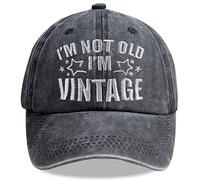 I'm Not Old I'm Vintage Hat, Retirement Party Decorations, Adjustable Embroidered Baseball Cap for Retirees Women Men, I'm Not Old Vintage Embroidered Black, One size