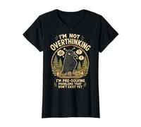 I'm Not Overthinking I'm Pre-Solving Problem Angry Crow Value Graphic T-Shirt, Women, Black, L
