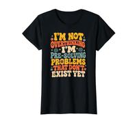 Im Not Overthinking Pre Solving Retro Funny Anxiety Meme Value Graphic T-Shirt, Women, Black, XS