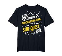 I'm Not Procrastinating, It's Side Quest Funny Pun T-Shirt, Men's Big and Tall, Black, 3X Tall
