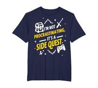 I'm Not Procrastinating, It's Side Quest Funny Pun T-Shirt, Men's Big and Tall, Navy Blue, 2X Tall