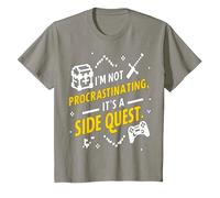 I'm Not Procrastinating, It's Side Quest Funny Pun T-Shirt, Youth, Slate Grey, 4T