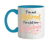 I'm Not Retired I'm A Full Time Grandma - 11oz - Ceramic Two-Tone Mug for Coffee/Tea - Babyblue/White - One Size