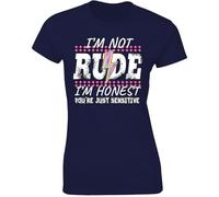 I'm Not Rude I'm Honest Funny Women's T-Shirt Cotton Tee Sarcastic Humor Gift for Her T-Shirt Navy Blue - Large