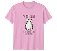 Im Not Short Cat Feline Animals Mens T-Shirt Womens Tee Graphic Unisex Humorous Saying Top 2XL Light Pink