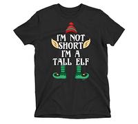 I'm Not Short I'm A Tall Elf, Womens Novelty Christmas T-Shirt, Made from Organic Cotton Black