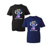I'm Not Short I'm Stitch Size Novelty T-Shirt, Boys Girls Funny Saying Stitch Cartoon Stitch Lovers Humor Joke Unisex Tee Top (Black, S)