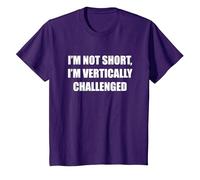 I'm Not Short, I'm Vertically Challenged T-Shirt, Kids, Purple, 12 Years