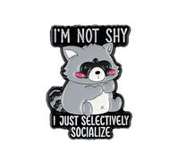 I'm Not Shy I Just Selectively Socialize Introvert Raccoon, Introverting Enamel Pin, Gift For Sassy Anti Social Friend Coworker, Socially Awkward Lapel Badge, Sassy Raccoon, Leave Me Alone Brooches