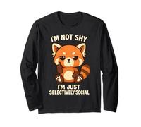 I'm Not Shy I'm Just Selectively Social Red Panda Long Sleeve T-Shirt