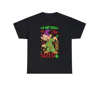 I'm Not Small Merry Christmas Pack T Shirt DOC Bashful Happy Grumpy Sleepy Dopey Sneezy Santa Cartoon Lovers Birthday Xmas Unisex Gift Top (Black, S)