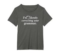 I'm (Not So) Silently Correcting Your Grammar Funny T-Shirt, Women's Plus, Asphalt Grey, 1X