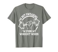 I'm Not Swearing I'm Using My Workout Words,Funny Gym Quote T-Shirt, Men, Olive Heather, Small