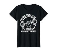 I'm Not Swearing I'm Using My Workout Words,Funny Gym Quote T-Shirt, Women, Black, X-Large