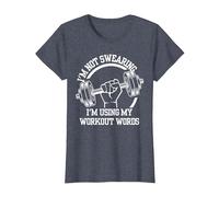 I'm Not Swearing I'm Using My Workout Words,Funny Gym Quote T-Shirt, Women, Heather Blue, Small