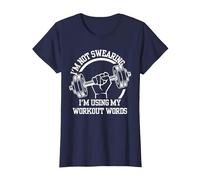 I'm Not Swearing I'm Using My Workout Words,Funny Gym Quote T-Shirt, Women, Navy Blue, Small
