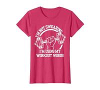 I'm Not Swearing I'm Using My Workout Words,Funny Gym Quote T-Shirt, Women, Red Heather, Medium