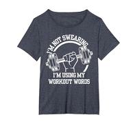 I'm Not Swearing I'm Using My Workout Words,Funny Gym Quote T-Shirt, Women's Plus, Heather Blue, 6X