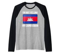 I'm Not Yelling Cambodian Country Flag Cambodia Raglan Baseball Tee