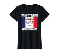 I'm Not Yelling from Iowa Iowan State Flag Quote Value Graphic T-Shirt, Women, Black, XS