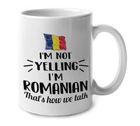 I'm Not Yelling I Am Romanian Romania Tea Cup Cute Mug with Handle Coffee Mug for Café Beverages Everyday Use Latte 330Ml