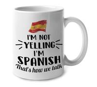 I'm Not Yelling I Am Spanish Spain Tea Cup Durable Tea Mugs with Handle Ceramic Drinkware for Office Latte Cocoa Everyday Use 330Ml