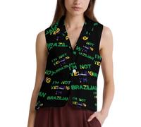 I'm Not Yelling I'm Brazilian Brazil Casual Women's Vests Suit Waistcoat Button Down Sleeveless Blazer Jacket S