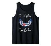 I'm not Yelling I'm Cuban Heart with Angel Wings Cuban Flag Tank Top