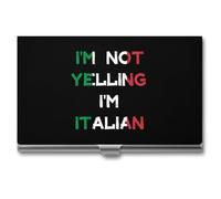 I'm Not Yelling I'm Italian Business Card Wallet Credit Card Holder Metal Square Small Pocket Purse