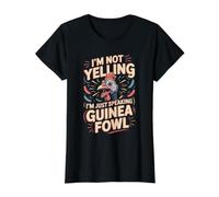 I'm Not Yelling I'm Just Speaking Guinea Fowl Poultry Flock Value Graphic T-Shirt, Women, Black, S