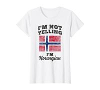 Im Not Yelling Im Norwegian Heritage Value Graphic T-Shirt, Women, White, L