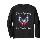 I'm not Yelling I'm Puerto Rican Flag Heart Angel Wings Long Sleeve T-Shirt