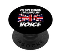 I'm Not Yelling I'm Using My English Voice Union Jack Flag PopSockets Adhesive PopGrip