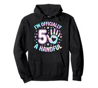 I'm Officially 5 A Handful Tie Dye 5th Birthday Pullover Hoodie