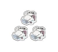 I'm OK Cat Enamel Pin, Cute Cartoon Working Burnout Kitten Jacket Hat Backpack Brooch Novelty Funny Office Humor Gift, L, Metal, no gemstone
