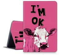 I'm OK Pink Cow Case for iPad Air 3rd Gen 2019/iPad Pro 10.5" 2017, Shockproof PU Leather Folding Adjustable Stand Case with Auto Sleep/Wake for iPad Air 3rd Generation 10.5 inch 2019