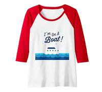 I'm On A Boat! Nautical Summer Cruise Vacation Fun Raglan Baseball Tee, Women, Red/White, XL