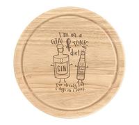 I'm On A Gin and Tonic Diet Wooden Chopping Cheese Board Round 25cm