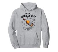 I'm On A Whiskey Diet Funny Drinking Quote Graphic Pullover Hoodie, Adult Unisex, Heather Grey, XL