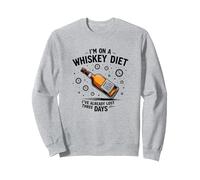 I'm On A Whiskey Diet Funny Drinking Quote Graphic Sweatshirt, Adult Unisex, Heather Grey, L