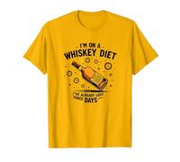 I'm On A Whiskey Diet Funny Drinking Quote Graphic T-Shirt, Men, Bright Gold, M