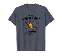 I'm On A Whiskey Diet Funny Drinking Quote Graphic T-Shirt, Men, Heather Blue, M