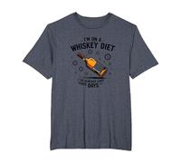 I'm On A Whiskey Diet Funny Drinking Quote Graphic T-Shirt, Men's Big and Tall, Heather Blue, 5X Tall