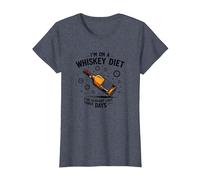 I'm On A Whiskey Diet Funny Drinking Quote Graphic T-Shirt, Women, Heather Blue, L