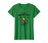 I'm On A Whiskey Diet Funny Drinking Quote Graphic T-Shirt, Women, Kelly Green, XXL