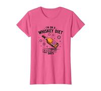 I'm On A Whiskey Diet Funny Drinking Quote Graphic T-Shirt, Women, Pink Heather, XL