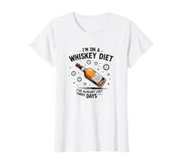 I'm On A Whiskey Diet Funny Drinking Quote Graphic T-Shirt, Women, White, XS